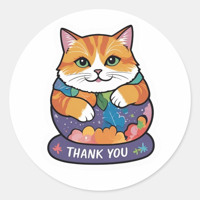 Danke CAT Runder Aufkleber (Vorderseite)