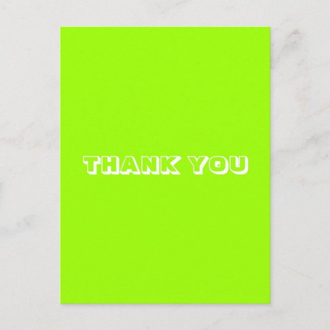Danke, Chartreuse grün weiß Postkarte (Vorderseite)