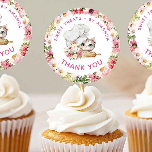 Danke Chef Kitten Bäckerei Runder Aufkleber (Von Creator hochgeladen)
