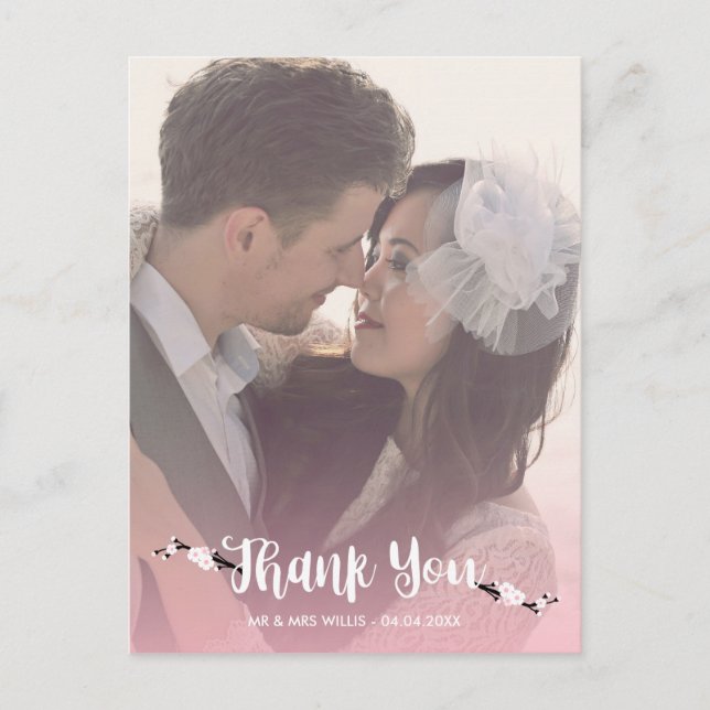 Danke, Cherry Blossom Wedding Foto Postkarte (Vorderseite)