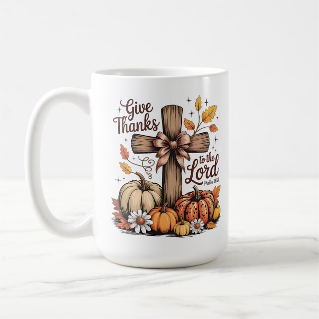 Danke Christliche Cross Fall Pumpkins Kaffeetasse (Links)