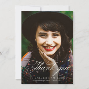 Danke Classy Silber Schrift Absolventenfoto Ankündigung