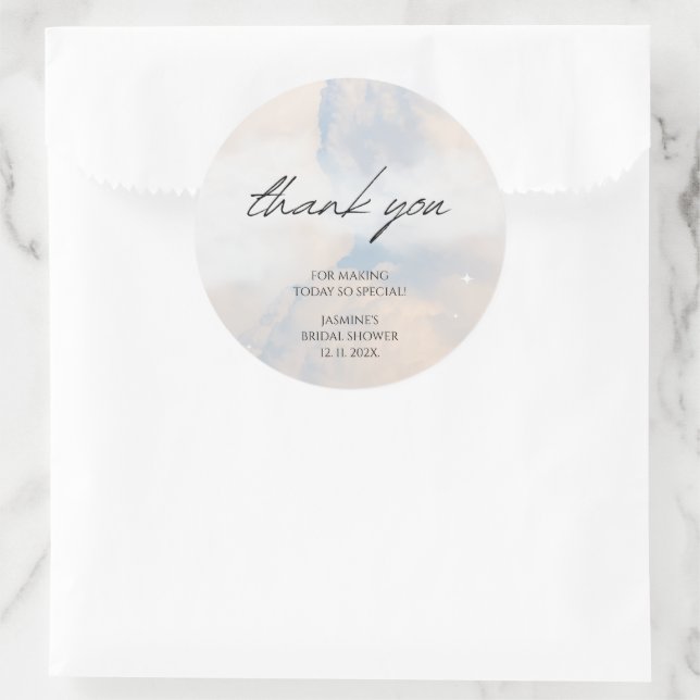 Danke Cloud 9 Pastel Gradient Brautdusche Runder Aufkleber (Tasche)