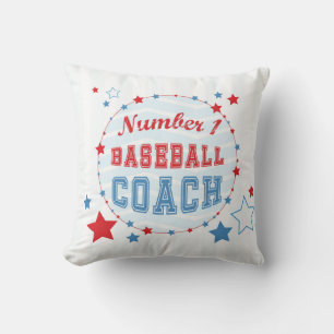 Danke Coach All-Stars Baseball, Red, Blue Stripes Kissen