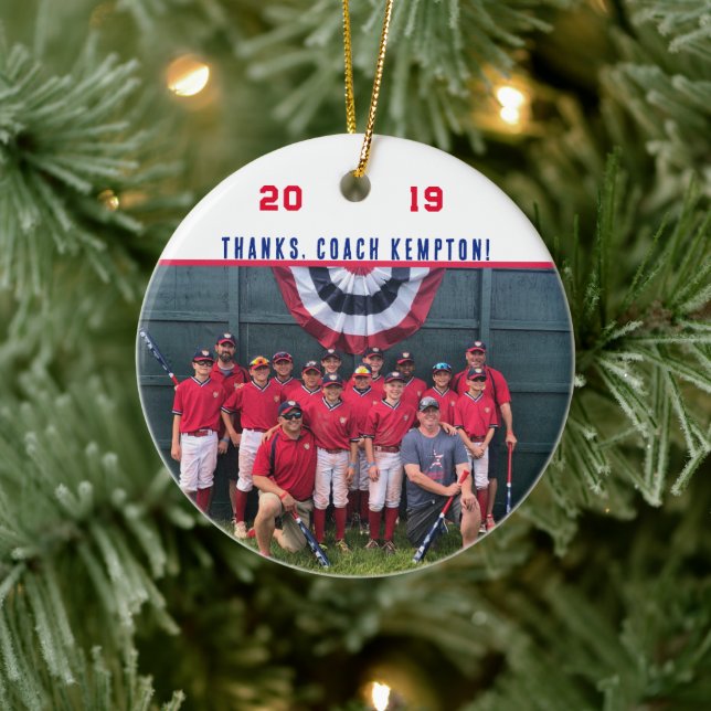 Danke Coach - Cooperstown Gift Team Foto Keramik Ornament (Baum)