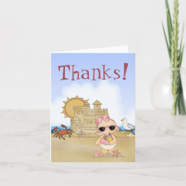 Danke! Cool Beach Baby Dankeschön Card ~ Mädchen Dankeskarte