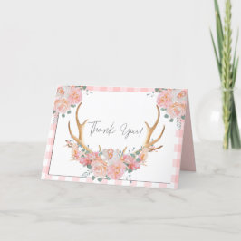 Danke | Coral Gingham BOHO Floral Antlers