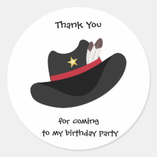 Danke Cowboy Birthday Party Geschenksticker Runder Aufkleber