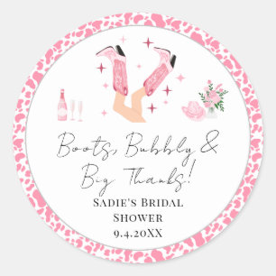 Danke Cowboy-Stiefel & Champagner-Junggesellinnena Runder Aufkleber