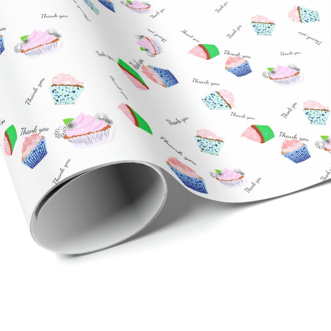 Danke Cupcake-Geschenkpapier Geschenkpapier (Rolleneckpunkt)