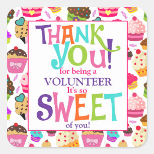 Danke, Cupcake Volunteer Quadratischer Aufkleber