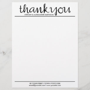 Danke Cursive schwarze Letterhead Briefkopf
