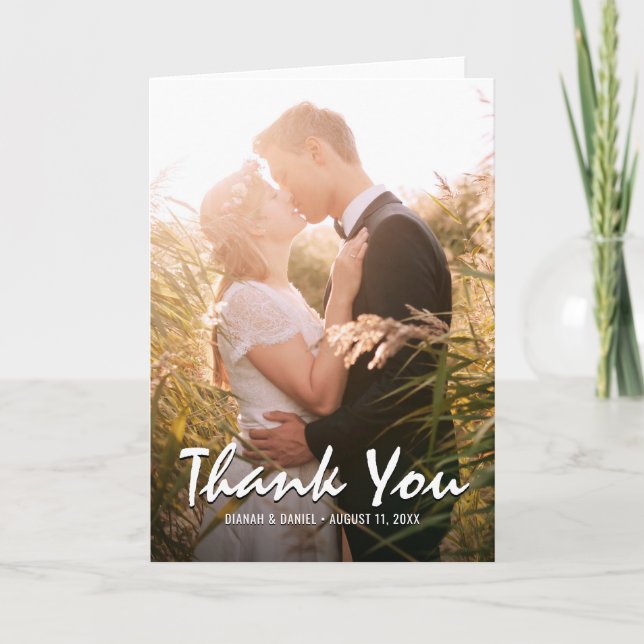 Danke, Custom Wedding Foto Dankeskarte (Vorderseite)