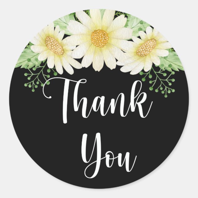 Danke, Daisy Blume Black Runder Aufkleber (Vorderseite)