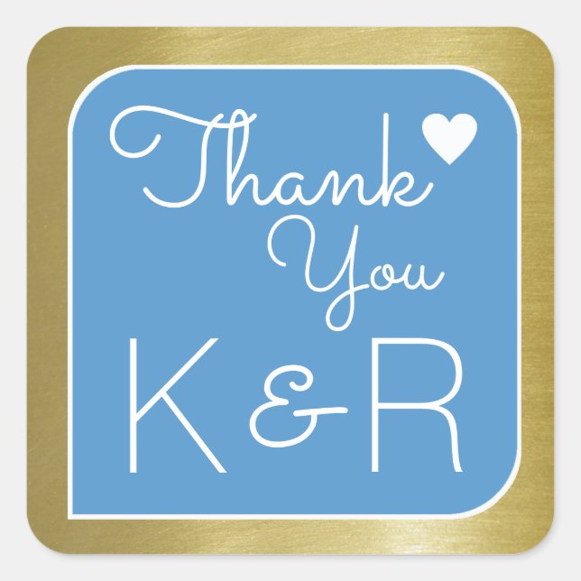 Danke / danke, blau quadratischer aufkleber (Vorderseite)