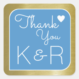 Danke / danke, blau quadratischer aufkleber