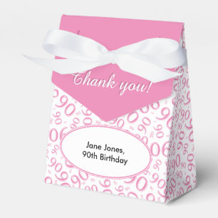 Danke, das 90. Geburtstag Pink/Weiß Muster Geschenkschachtel