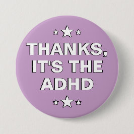 Danke das Lila, weiße ADHD-Motto Button