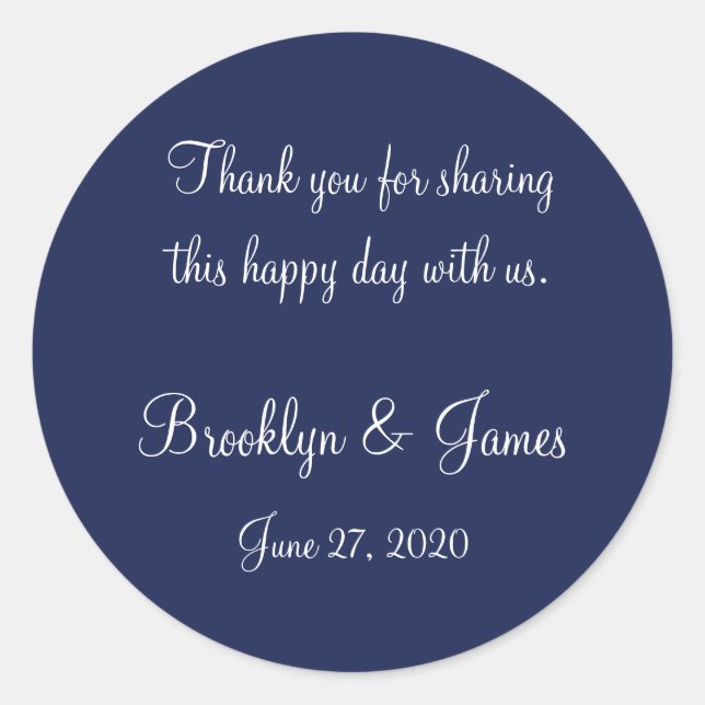 Danke, dass du blaue Nautic Wedding Stickers (Vorderseite)