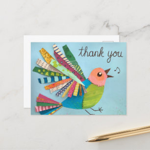 Danke, dass du Collage Bird gesungen hast Postkarte