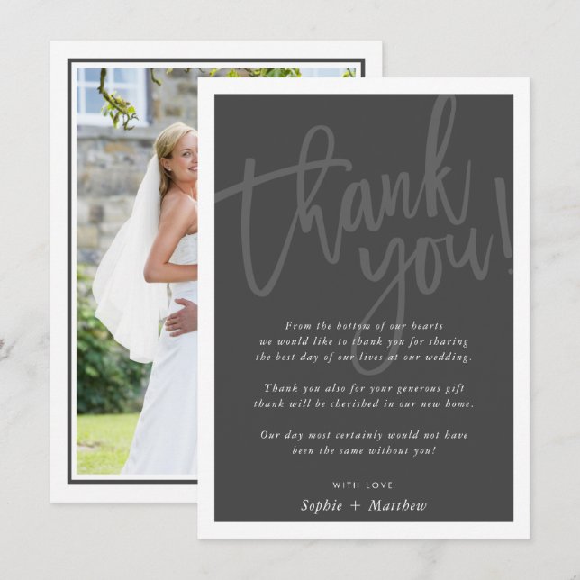 DANKE, DASS DU das Schriftzeichen dunkelgrau gestr Einladung (Vorne/Hinten)