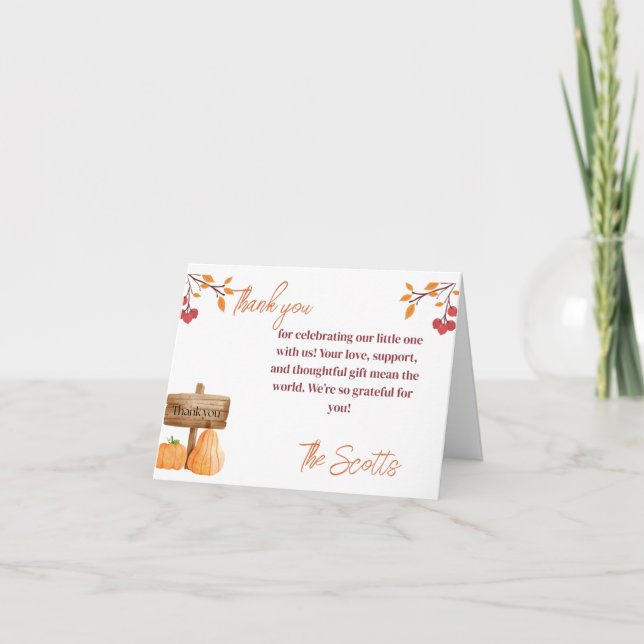 Danke, dass du den kleinen Kürbis kartiert hast Dankeskarte (Vorderseite)