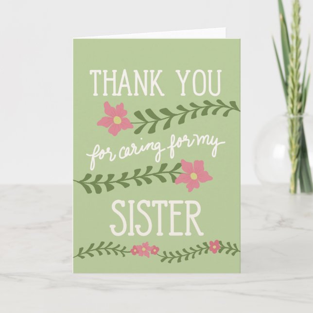 Danke, dass du dich um meine Schwester gekümmert h Karte (Vorderseite)