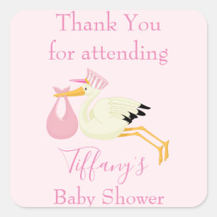 Danke, dass du die Babydusche besucht hast Stork P Quadratischer Aufkleber
