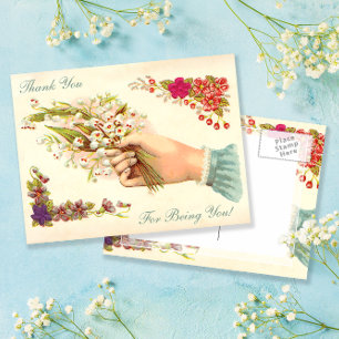 Danke, dass du du bist Vintage-Hand mit Blumen Postkarte