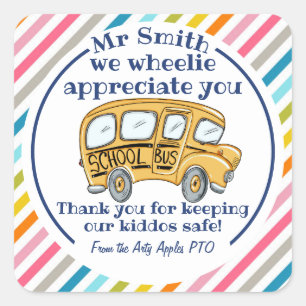 Danke, dass du ein phantastischer Busfahrer bist Quadratischer Aufkleber