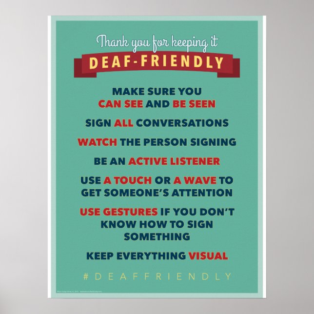 Danke, dass du es behalten hast Deaf Friendly ein  Poster (Vorne)