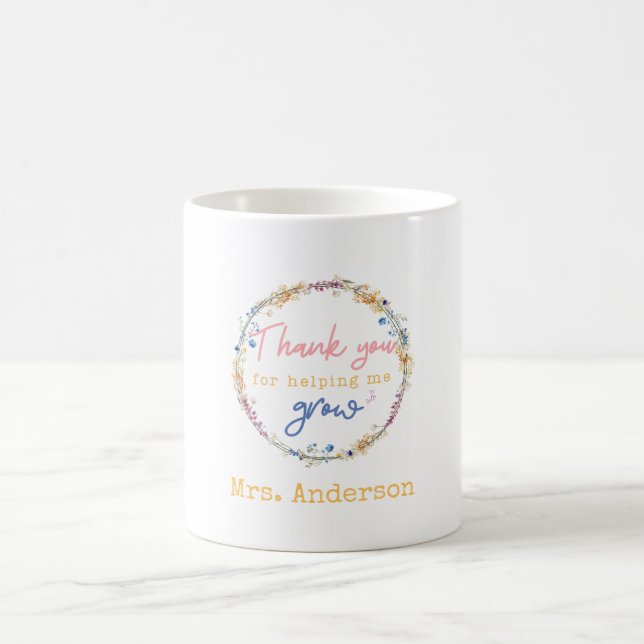 "DANKE, DASS DU " Floral geholfen hast, Geschenk f Kaffeetasse (Mittel)