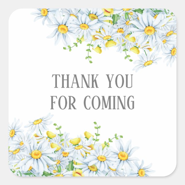 Danke, dass du gekommen bist! Kamille Blume Babydu Quadratischer Aufkleber (Vorderseite)