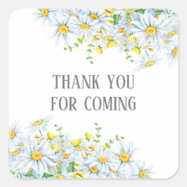 Danke, dass du gekommen bist! Kamille Blume Babydu Quadratischer Aufkleber