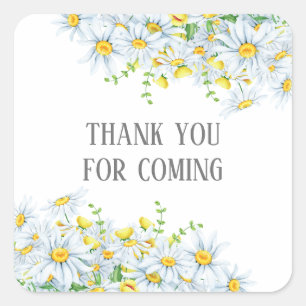 Danke, dass du gekommen bist! Kamille Blume Babydu Quadratischer Aufkleber