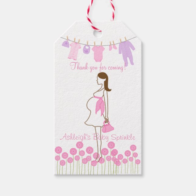 Danke, dass du gekommen bist Pink Silhouette Baby  Geschenkanhänger (Vorderseite)