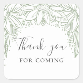 Danke, dass du gekommen bist! Rustikale Blütendusc Quadratischer Aufkleber