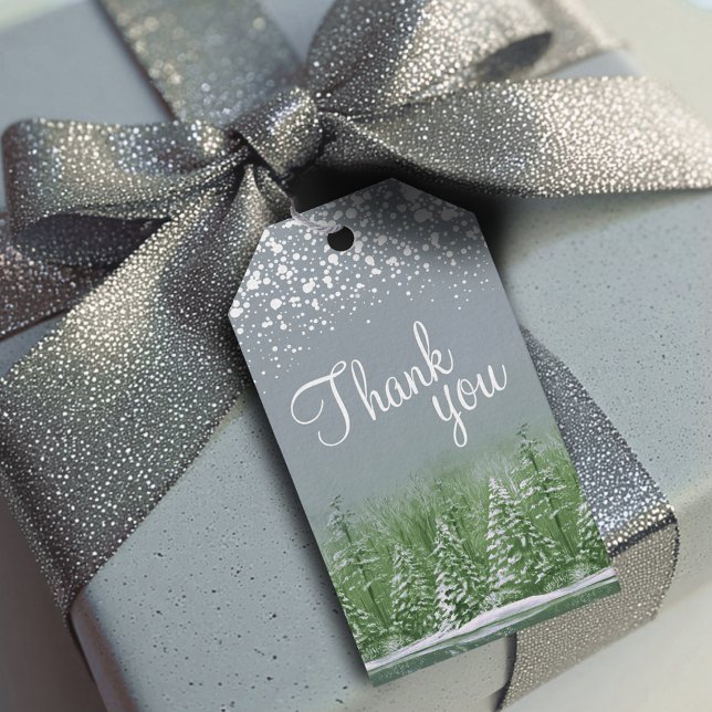 Danke, dass du grüne graue Pinienbäume geschrieben Geschenkanhänger (Von Creator hochgeladen)