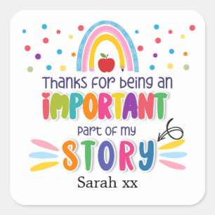 Danke, dass du in My Story bist Button Quadratischer Aufkleber