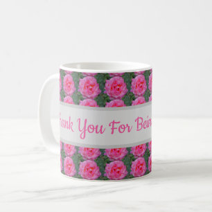 Danke, dass du mein Lehrer Pink Rose Pattern bist Kaffeetasse