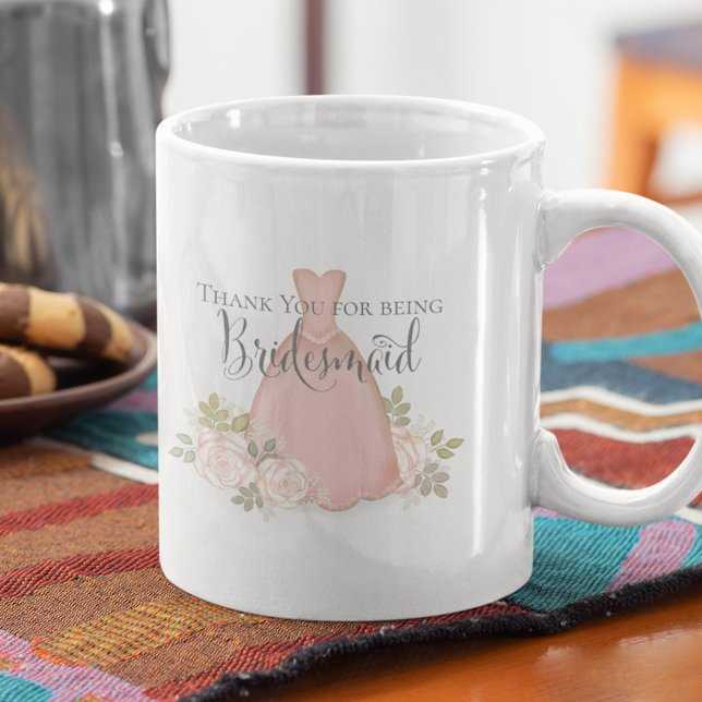 Danke, dass du meine Bridesmaid Blush Watercolor w Kaffeetasse (Von Creator hochgeladen)