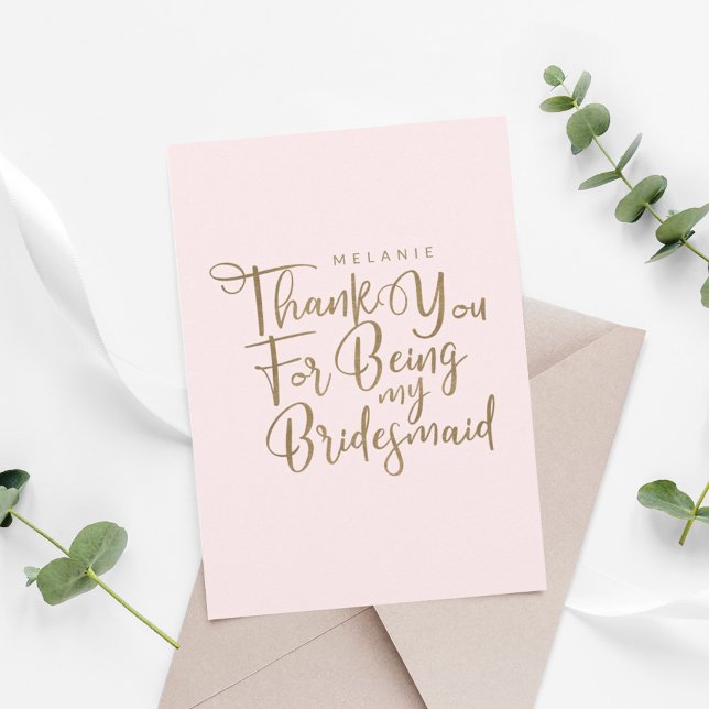 Danke, dass du meine Bridesmaid Typografie Pink bi Dankeskarte (Von Creator hochgeladen)