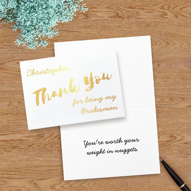 Danke, dass du meine Bridesman-Foil-Karte bist Folienkarte (Thank your Bridesman or any member of your bridal party with this real foil thank you card)