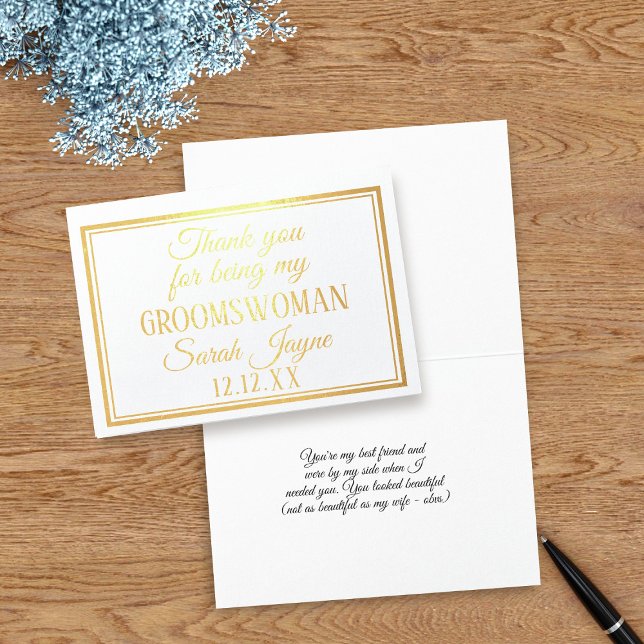 Danke, dass du meine Groomswoman Foil Card bist Folienkarte (Thank your Groomswoman or any member of your Bridal Party with this real foil Thank You Card)