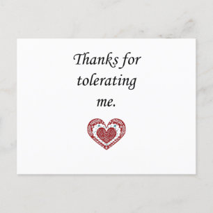 Danke, dass du mich erträgst, moderner Valentinsta Postkarte