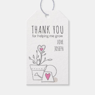 Danke, dass du mir beim Wachsen geholfen hast Rosa Geschenkanhänger