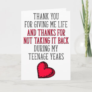 Danke, dass du mir das Leben gegeben hast, Muttert Karte