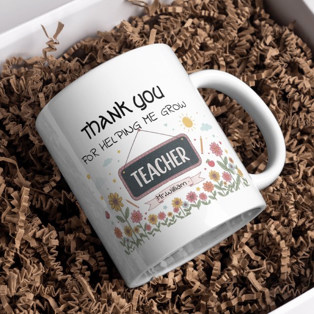 Danke, dass du mir geholfen hast, Blumenlehrer zu  Kaffeetasse (Von Creator hochgeladen)