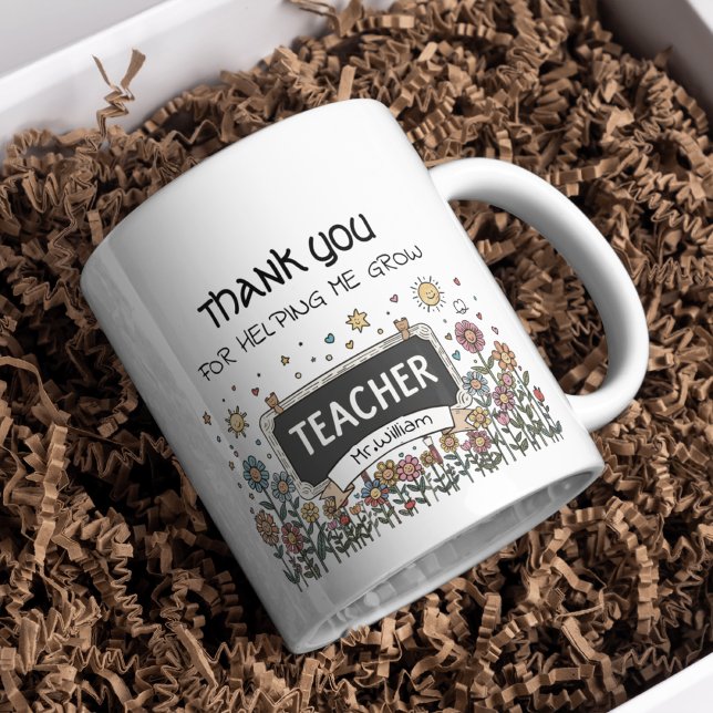 Danke, dass du mir geholfen hast, Blumenlehrer zu  Kaffeetasse (Von Creator hochgeladen)