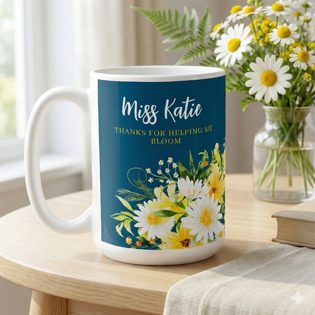 Danke, dass du mir geholfen hast, die Daisy-Tasse  Kaffeetasse (Thank a special teacher with this beautiful daisy, "Thanks for helping me bloom" personalized mug! )